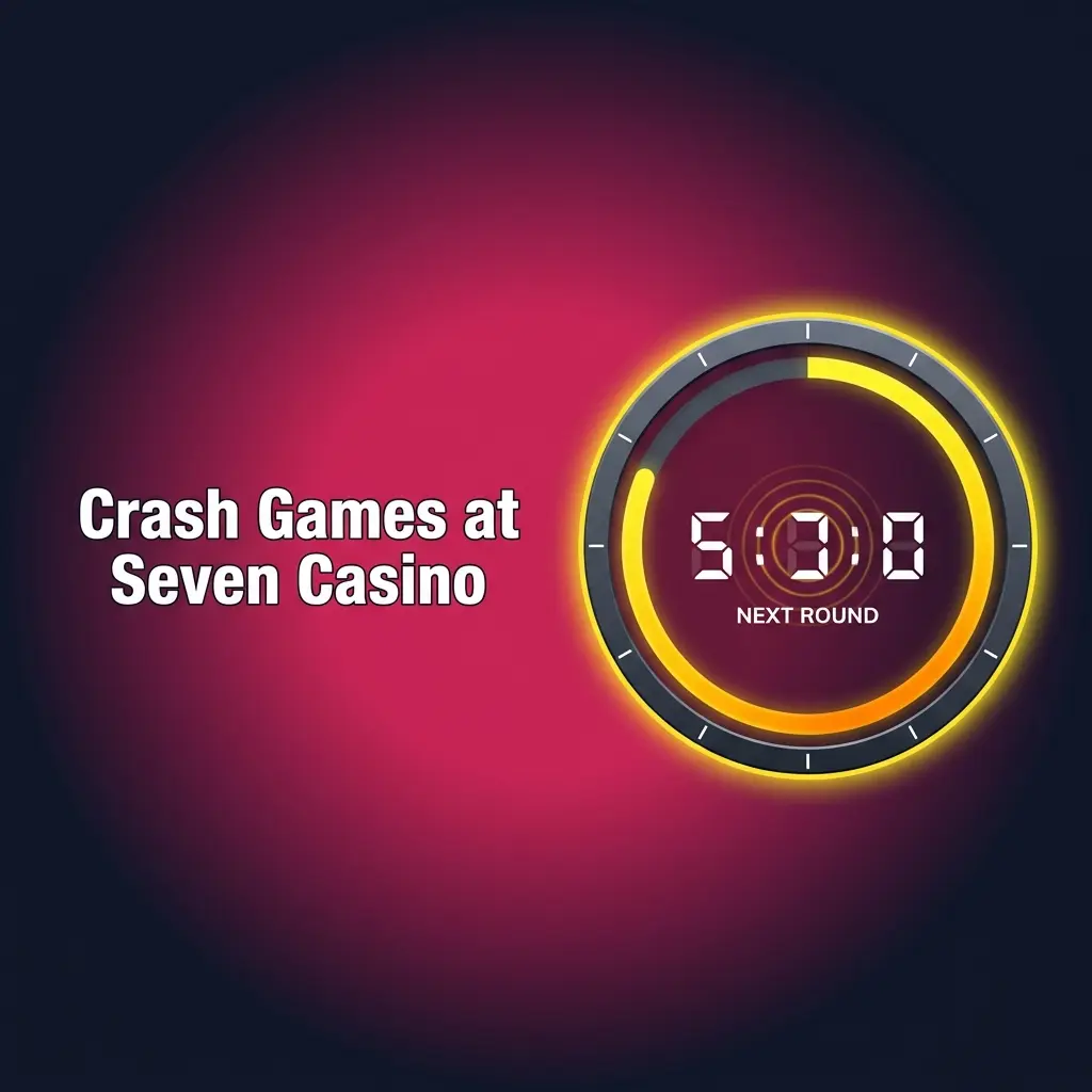 Crash game multiplier rising on Seven Casino lobby interface with cashout button and betting controls visible