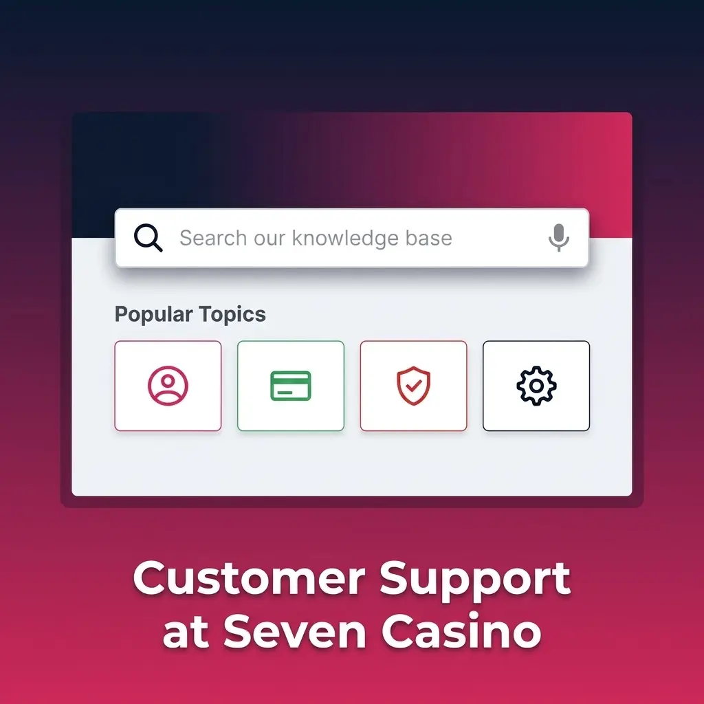 Seven Casino customer support options showing live chat, email, and help centre availability for UK players