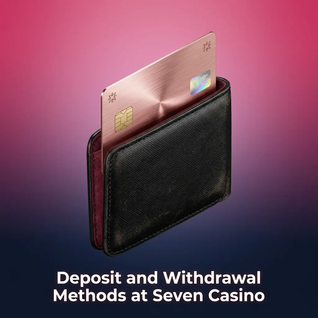 Seven Casino deposit and withdrawal methods including Visa, Mastercard, e-wallets, and cryptocurrencies for UK players