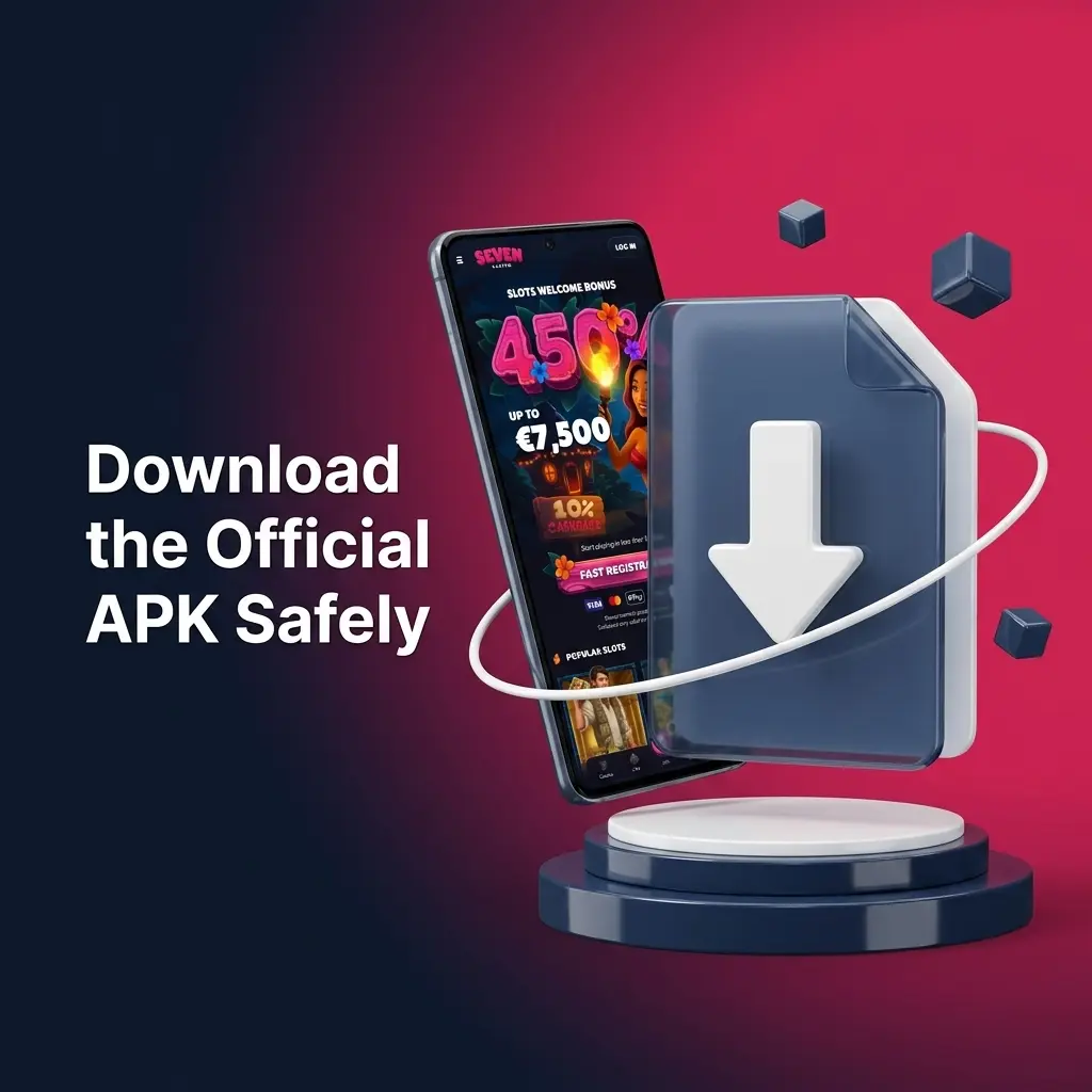 Official Seven Casino APK safe download button on verified website, avoiding third-party malware risks