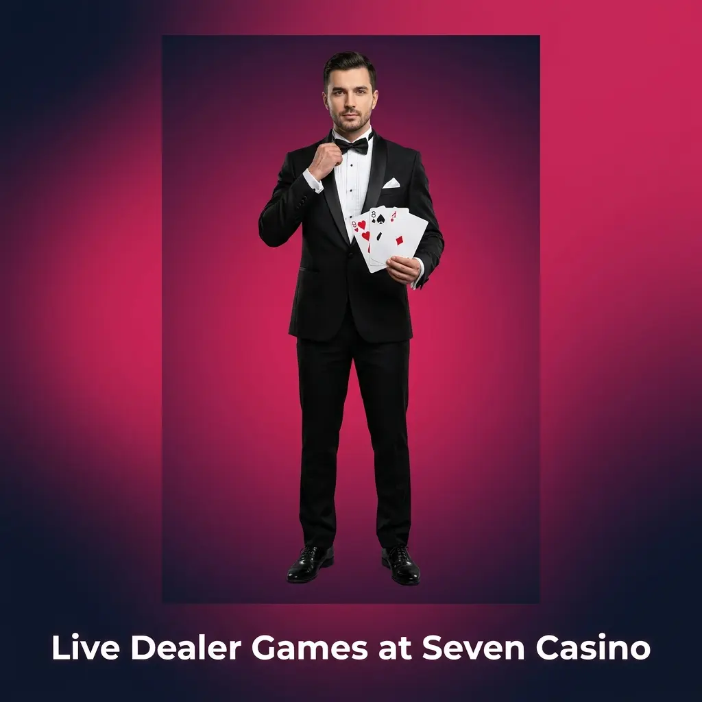 Live dealer table games at Seven Casino including blackjack, roulette, baccarat, and poker streamed in HD from professional studios