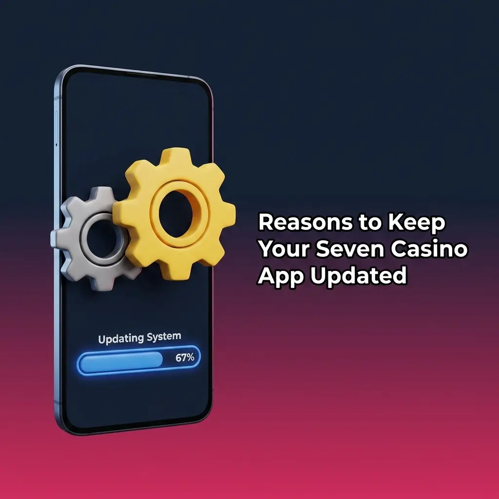 Seven Casino app update screen showing security, performance, and new features on Android and iOS devices