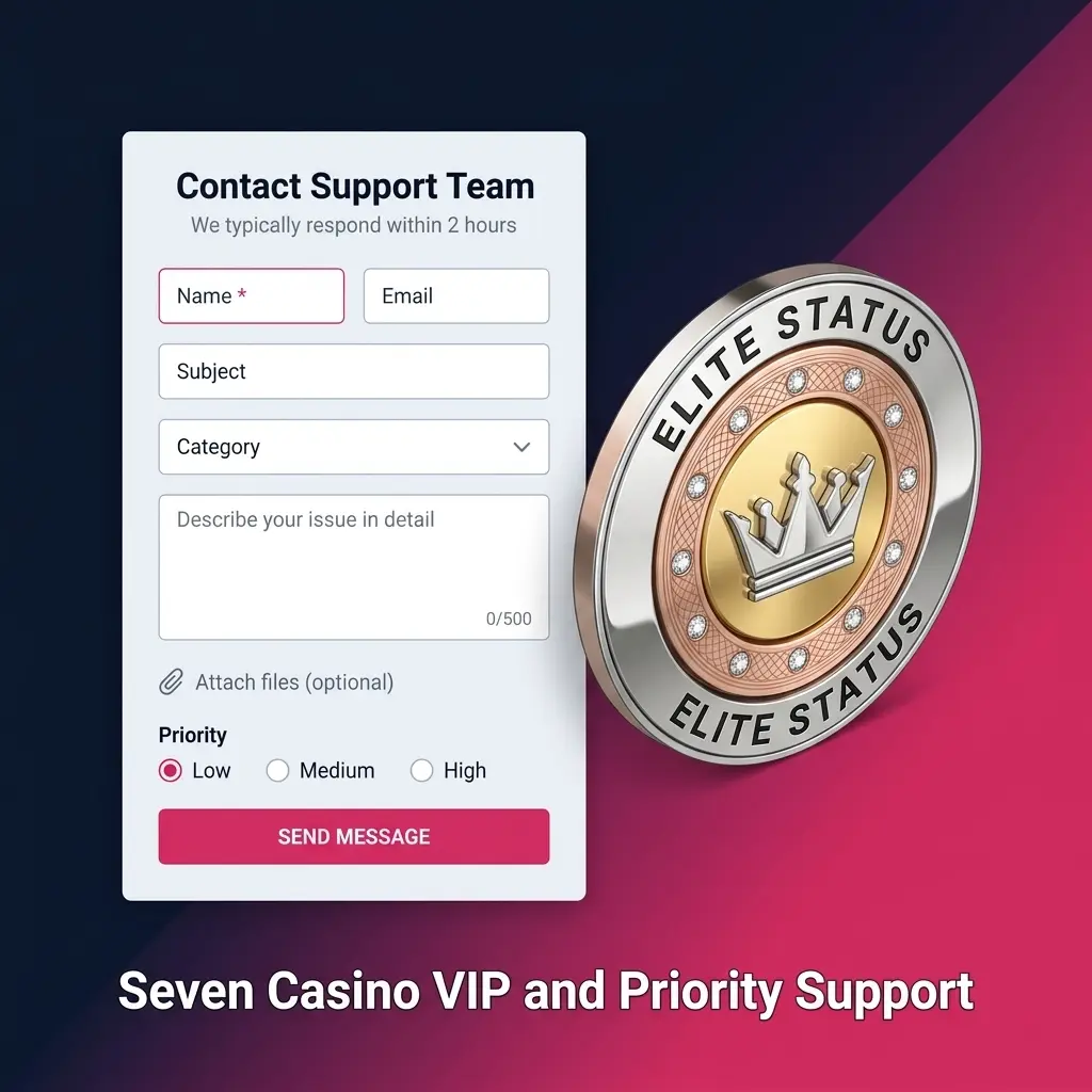 Seven Casino VIP programme priority support with dedicated account manager and faster response times for eligible players