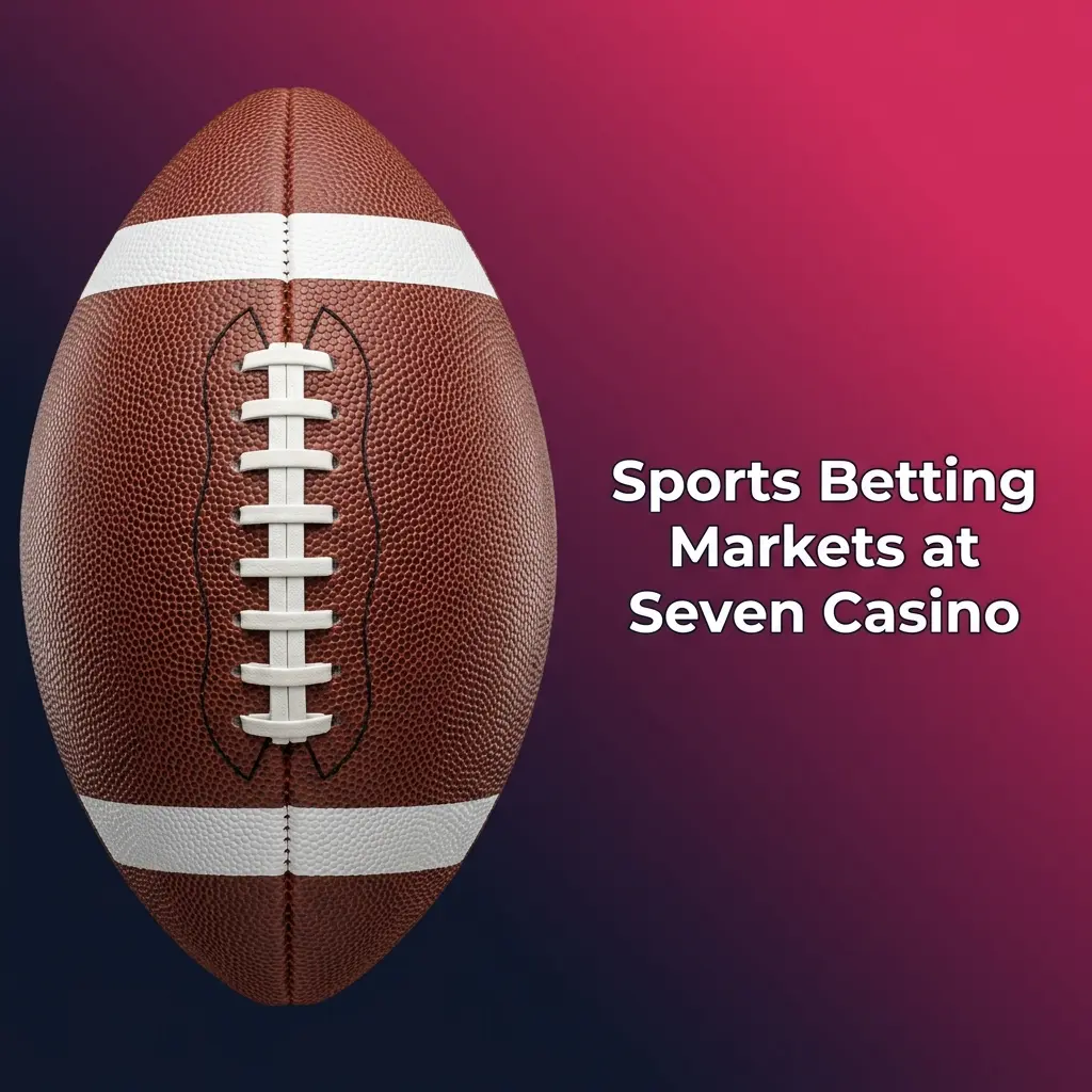 Seven Casino sportsbook with 30-plus sports, live in-play betting, player props, and accumulator markets displayed