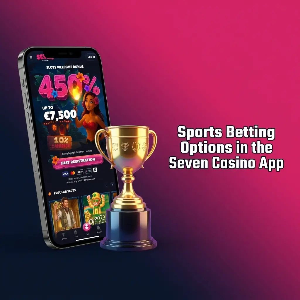 Seven Casino app sportsbook showing betting markets for football, tennis, horse racing, basketball, and esports for UK players